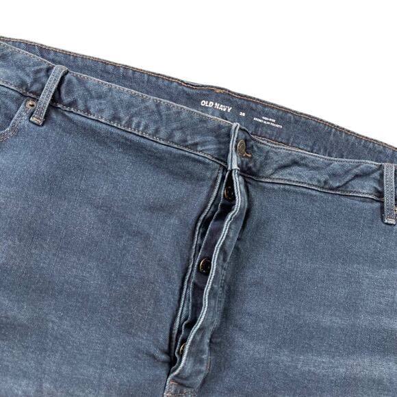 Old Navy Skirt 28 High Rise Secret Slim Pockets Denim Mini Button Fly - Picture 2 of 7